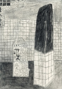 Yannick Riemer, CAVE CANEM (gambler), drawing on paper 