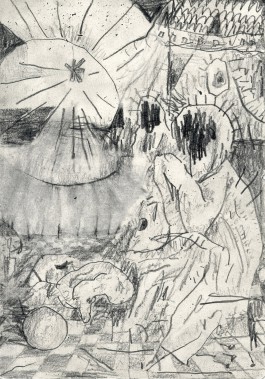 Yannick Riemer, CAVE unnamed city, drawing and print on paper 