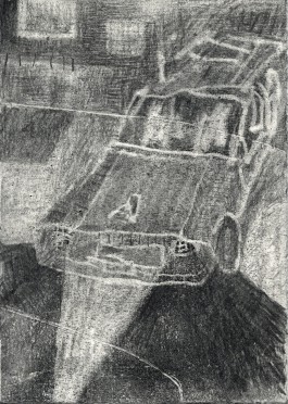 Yannick Riemer, CAVE unnamed city, drawing and print on paper 