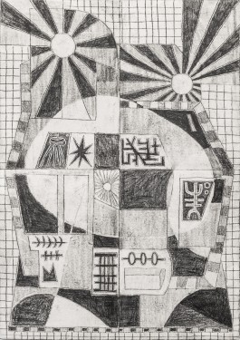 Yannick Riemer, CAVE CANEM (gambler), drawing on paper 