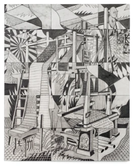 Yannick Riemer_Yannick_ Riemer_Drawingmachine_me_Zeichnung_Collage_Alu 